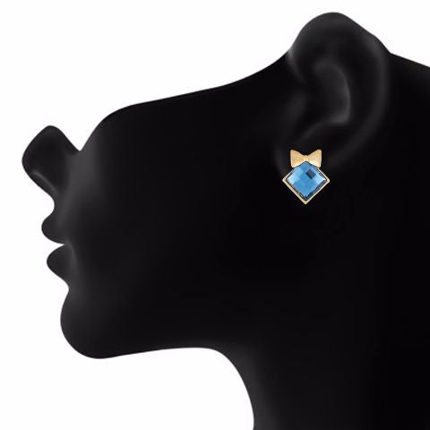 Blue colour diamond shape Stone Studded Earring