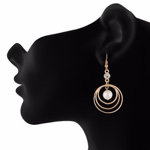 Gold colour Round shape Stone Studded Earring