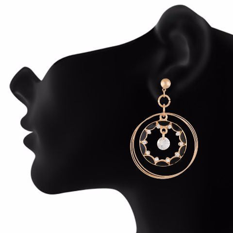 Black colour Round shape Enamel Earring
