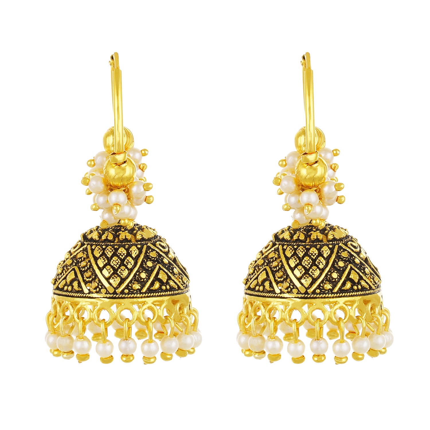 Gold plated Chandbali Jhumki Pearl Earrings Fashion Imitaion Jewelry for Girls and Women