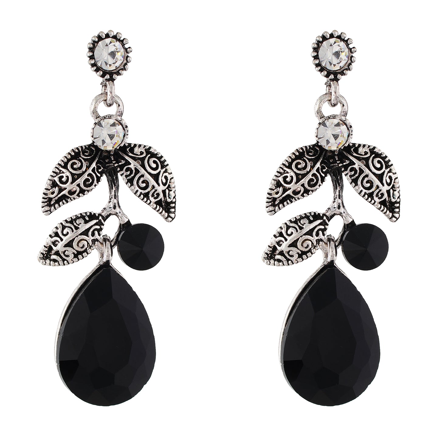Amazing Black and Oxide Silver Colour Leaves Design Earring for Girls and Women