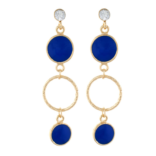 Blue colour Round Design Hanging Earrings for Girls and Women