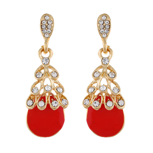 Red colour Drop Design Hanging Earrings for Girls and Women