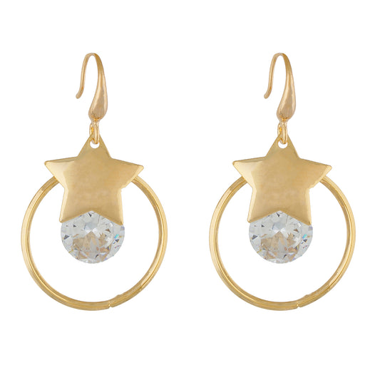 Trendy Gold Colour Star and Round Design Earring for Girls and Women