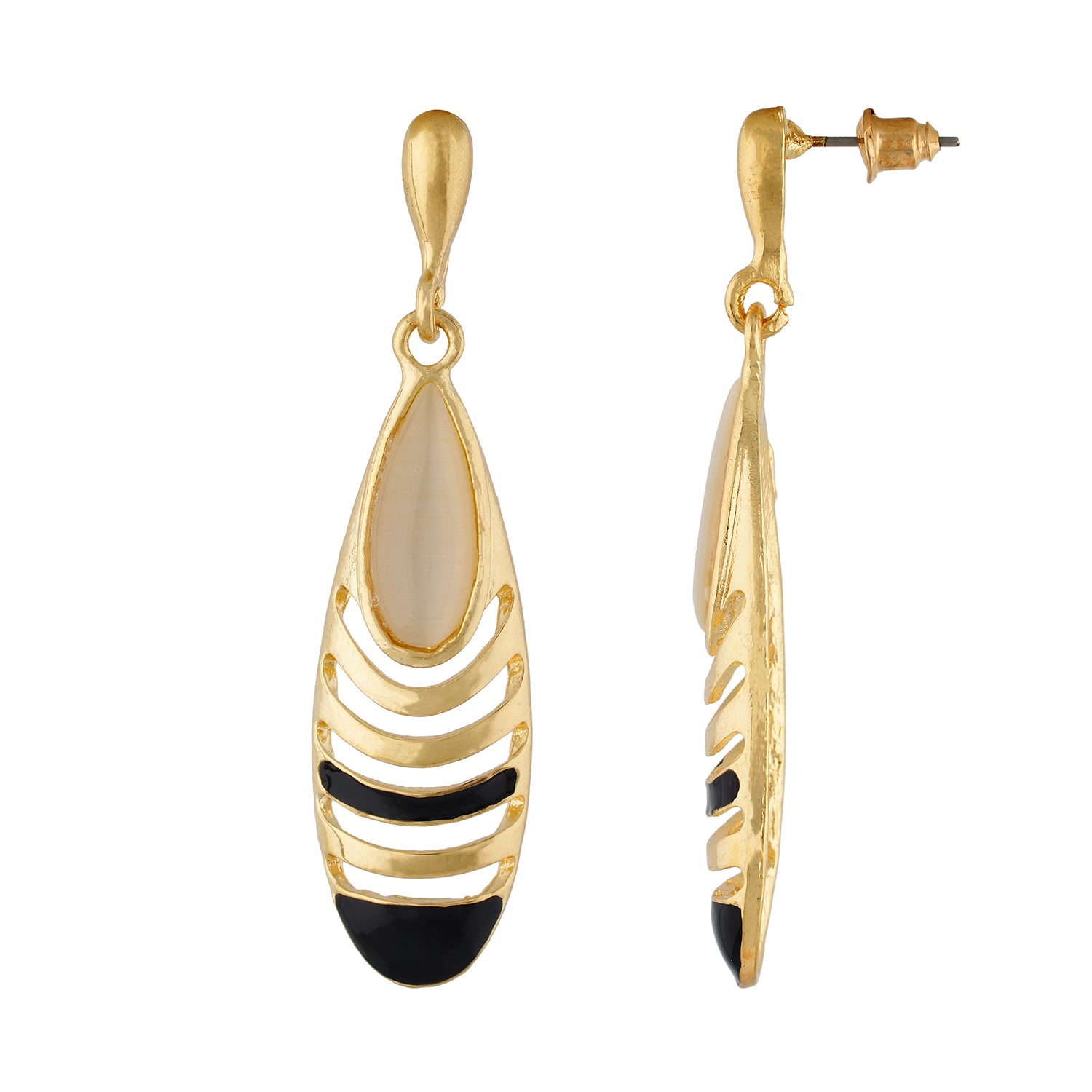 Trendy Black and Gold Colour Drop Shape Earring for Girls and Women