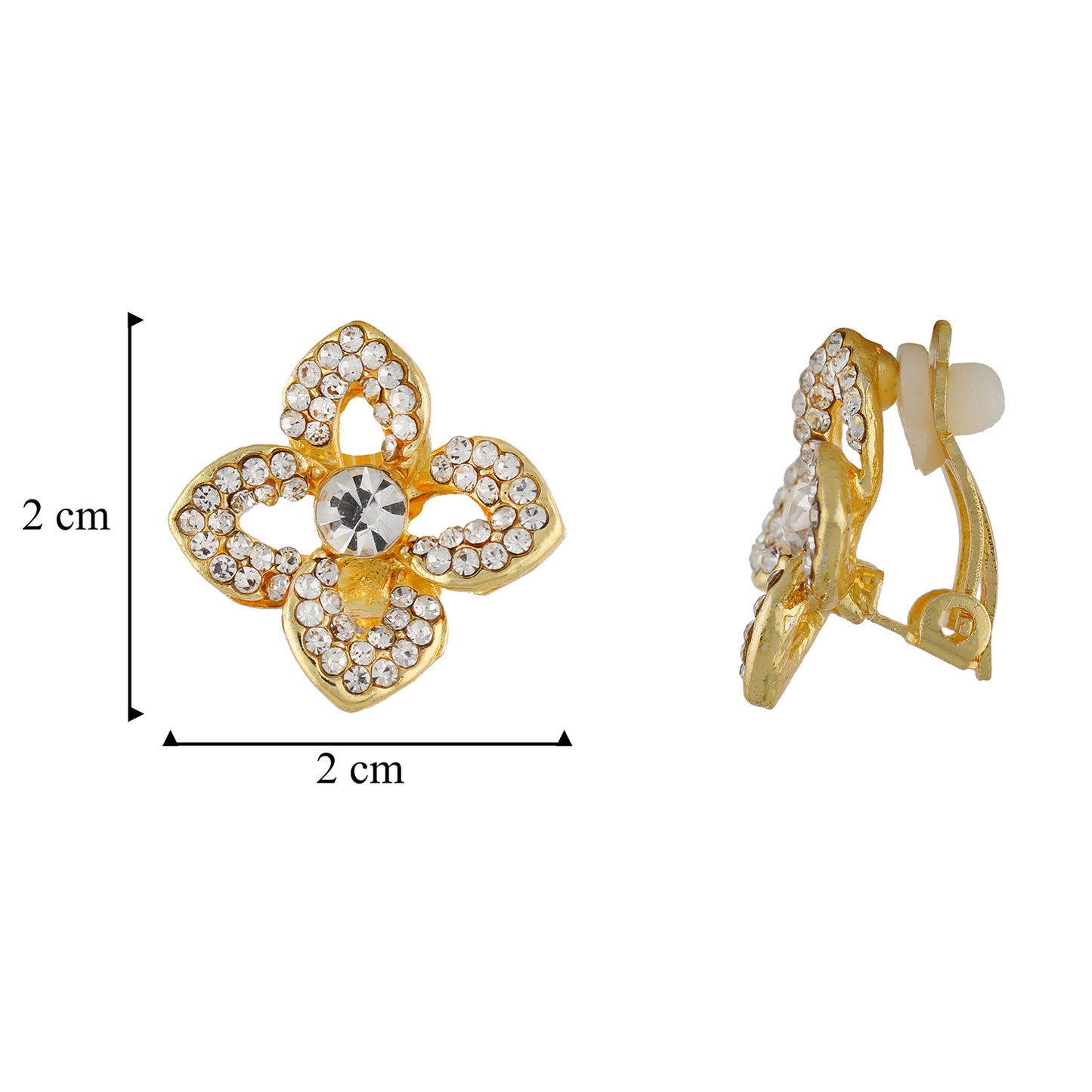 Stylish White and Gold Colour Floral Shape Alloy Clip On Earrings for Girls with on Pierced Ears