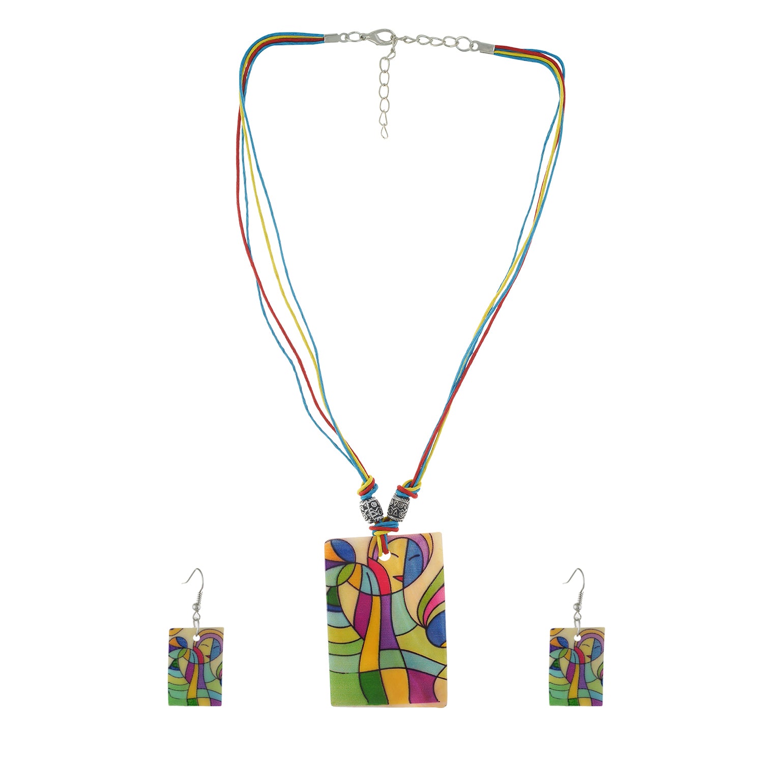 Multi colour Rectangular design Necklace Set for girls and women