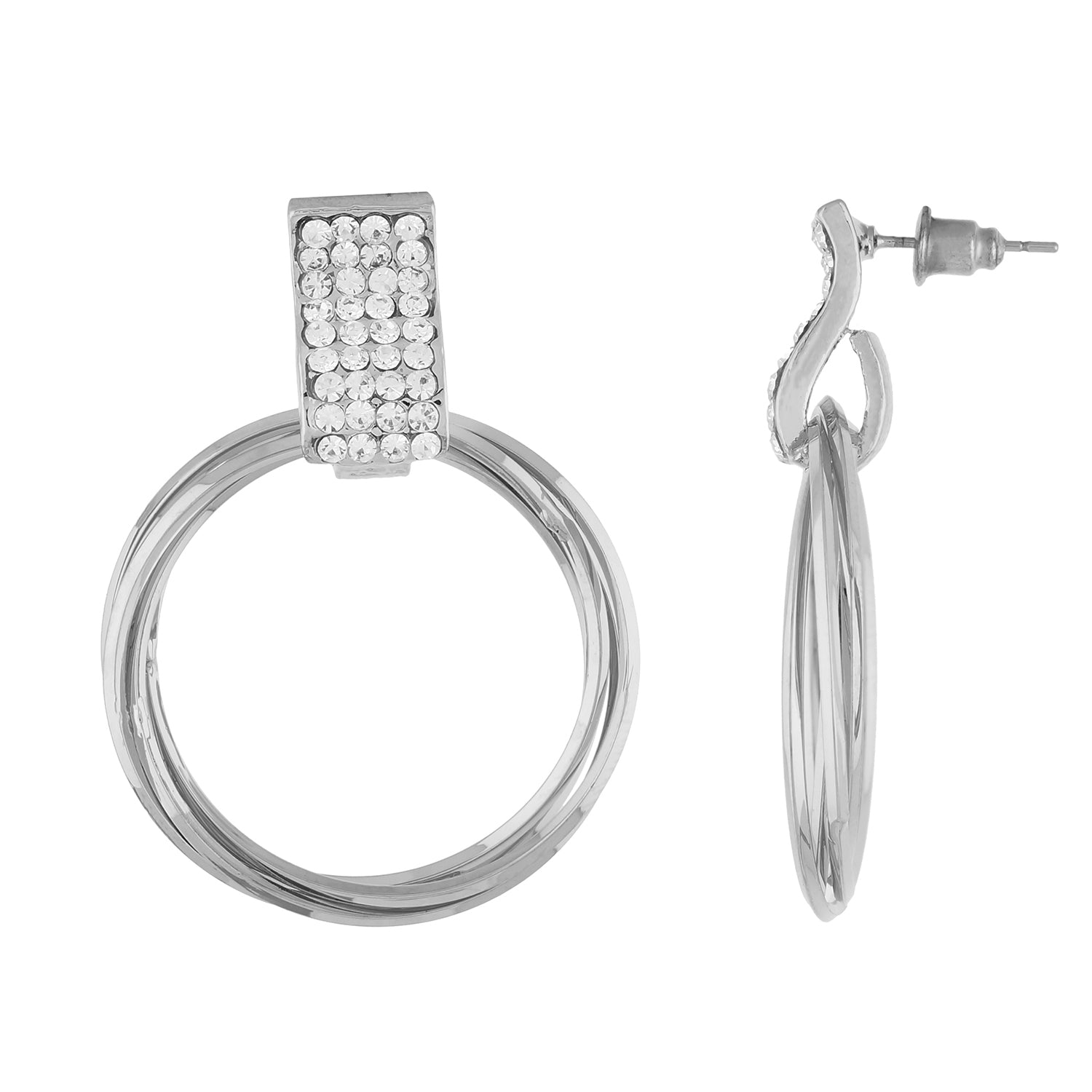 Classy Silver Colour Round Ring Design Earring for Girls and Women