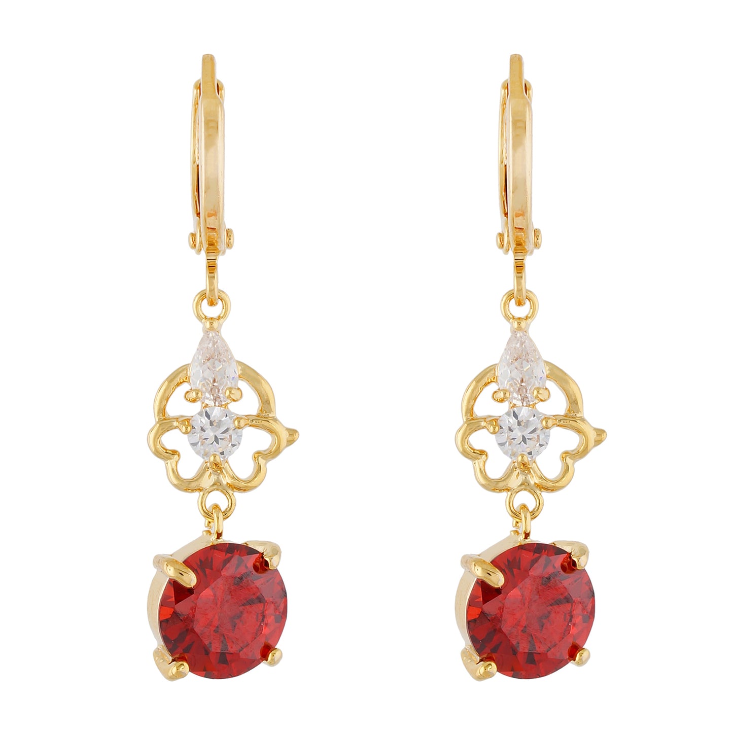 Awesome Red and Gold Colour Floral Design Pearl Earring for Girls and Women