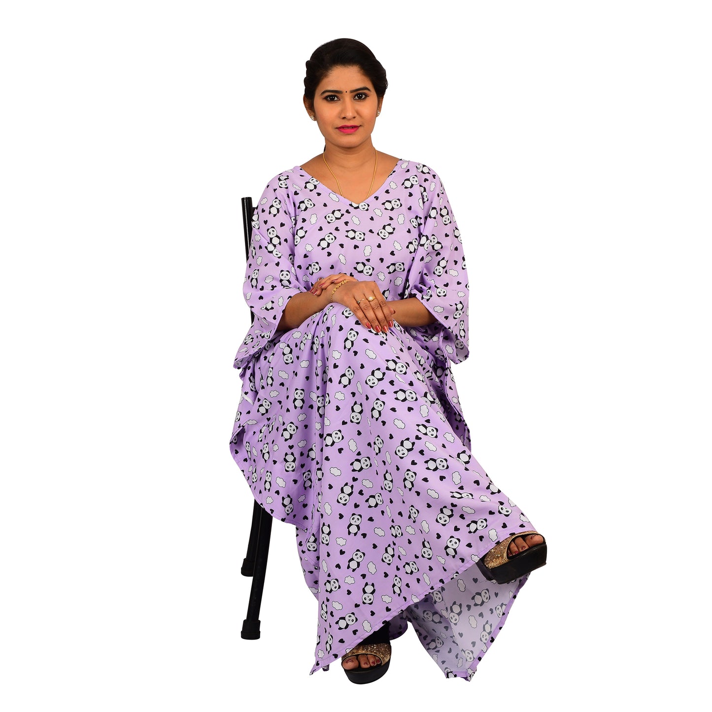 Digital Printed Rayon Blend Kaftan For Women - Purple