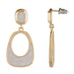 Gold and White colour Geometrical Design Hanging Earrings for Girls and Women