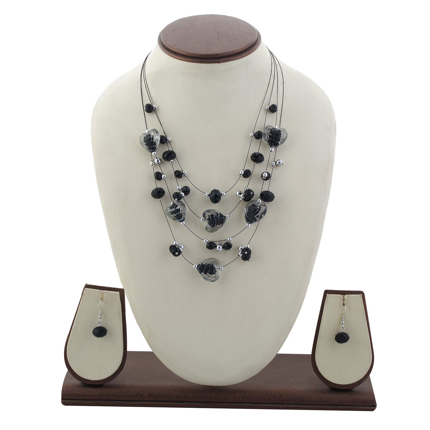 Black colour Multi Strand design Necklace Set for girls and women