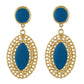 Stylish Blue and Gold Colour Oval Shape Enamel Enhanced Earring for Girls and Women