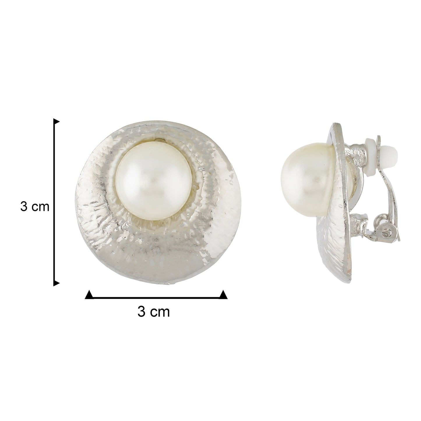 Trendy Silver Colour Round Shape Alloy Clip On Earrings for Girls with Non Pierced Ears