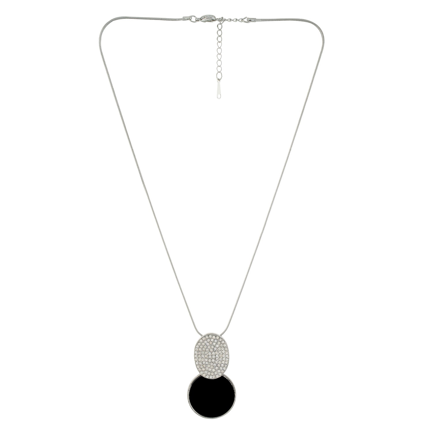 Black and Silver colour Round design Pendant Set for girls and women