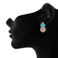 Stylish Light Blue and Gold Colour Flower with Leaf Design Earring for Girls and Women
