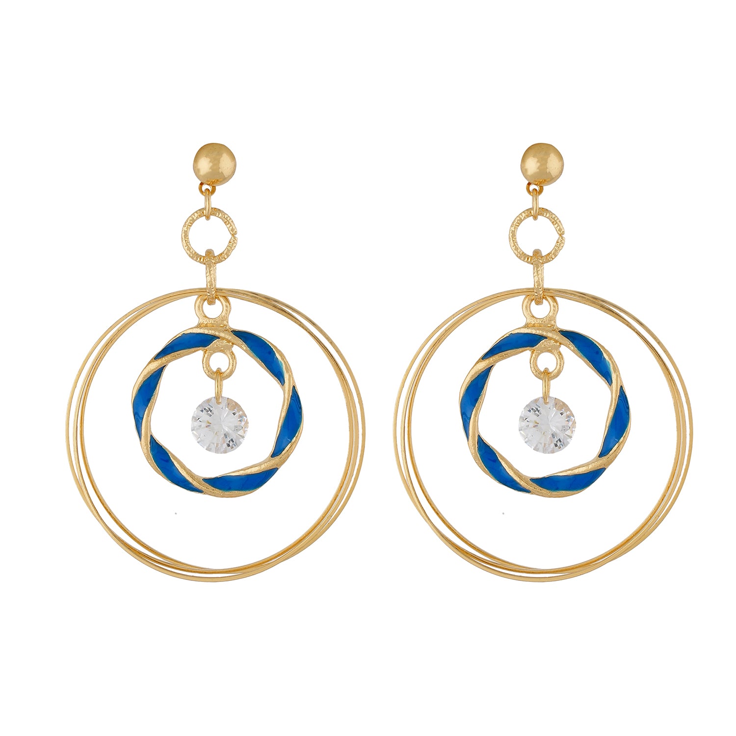 Remarkable Blue and Gold Colour Rings Design Earring for Girls and Women