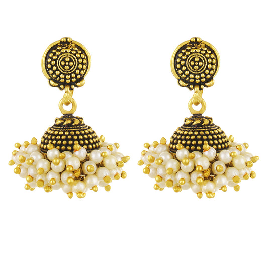 Gold plated Pearl Jhumki Earrings Fashion Imitaion Jewelry for Girls and Women