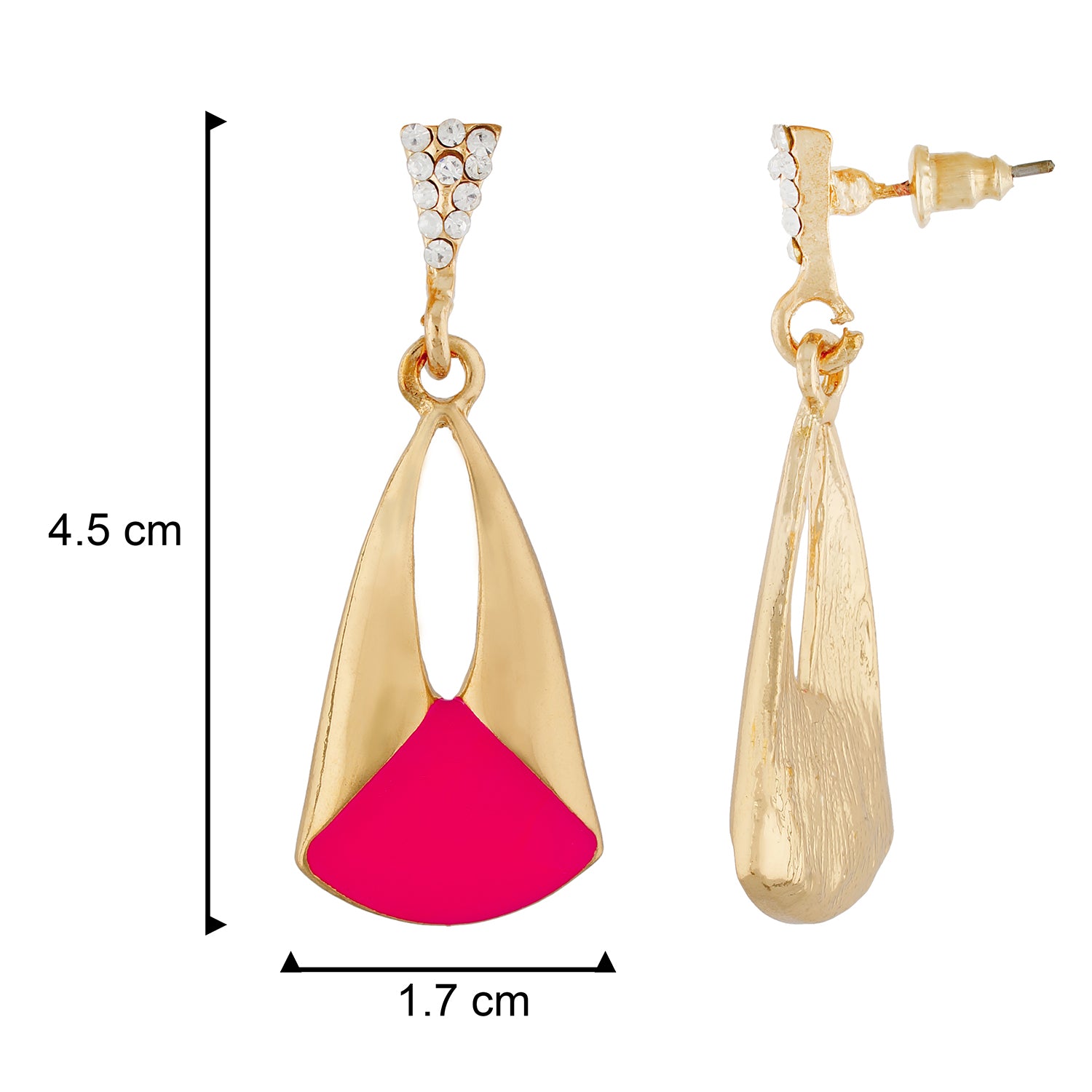 Classy Pink and Gold Colour Drop Shape Earring for Girls and Women