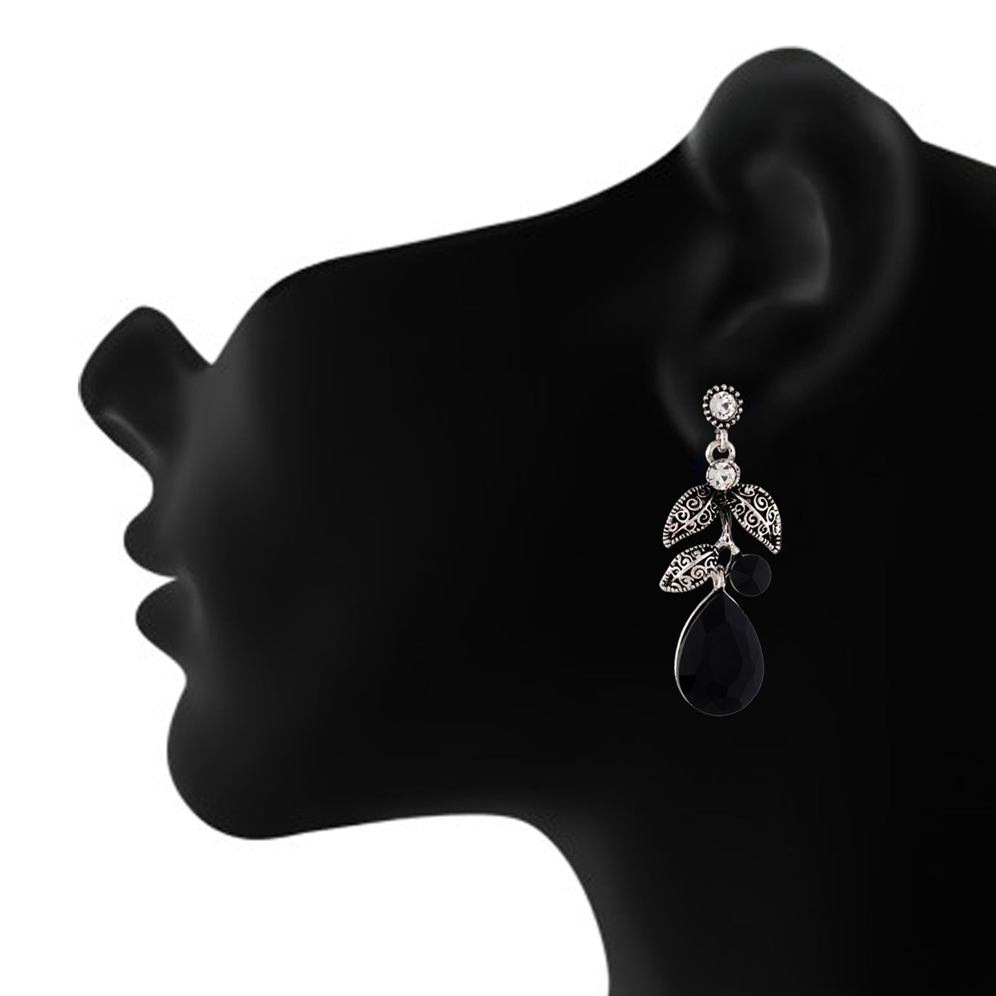 Amazing Black and Oxide Silver Colour Leaves Design Earring for Girls and Women