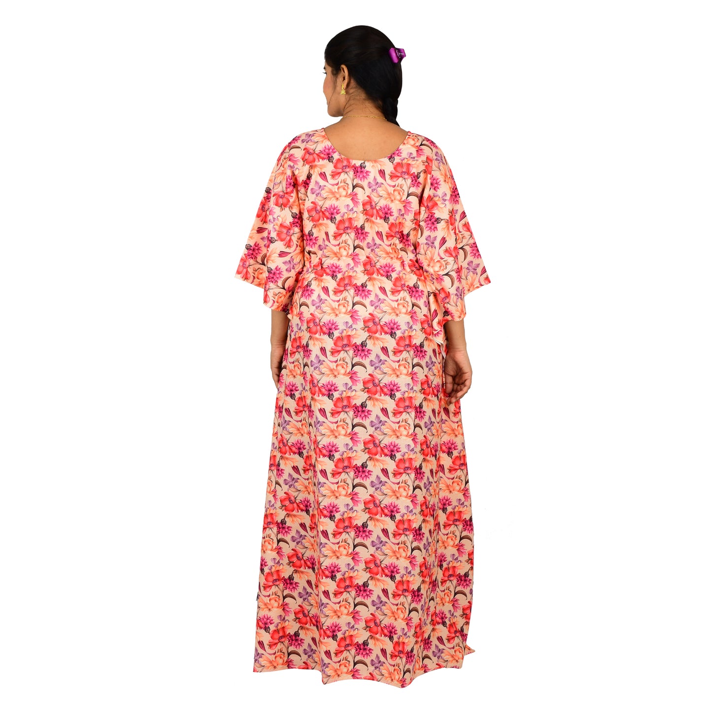 Digital Printed Cotton Blend Nighty For Women - Pink