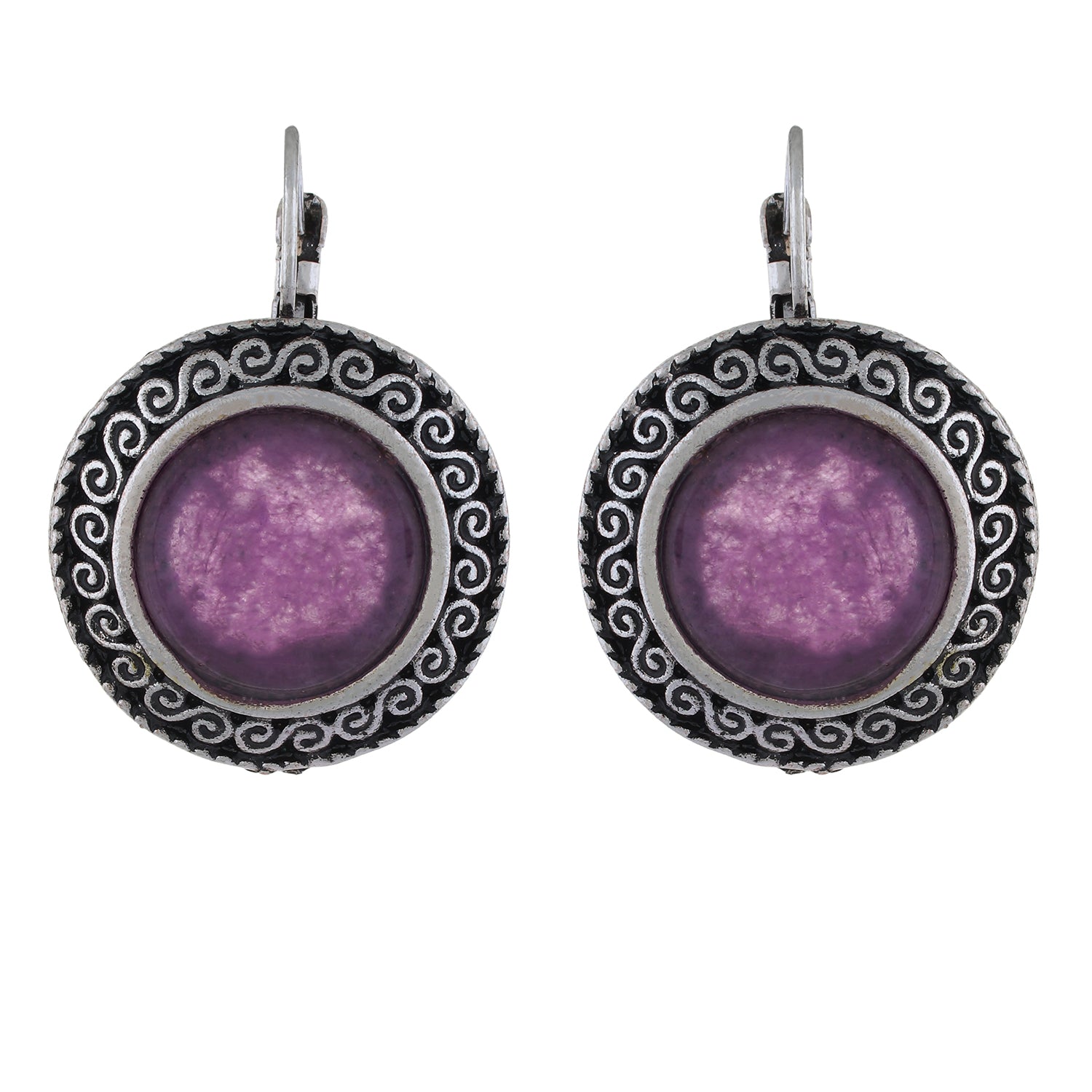 Amazing Purple and Oxide Silver Colour Round Shape Earring for Girls and Women
