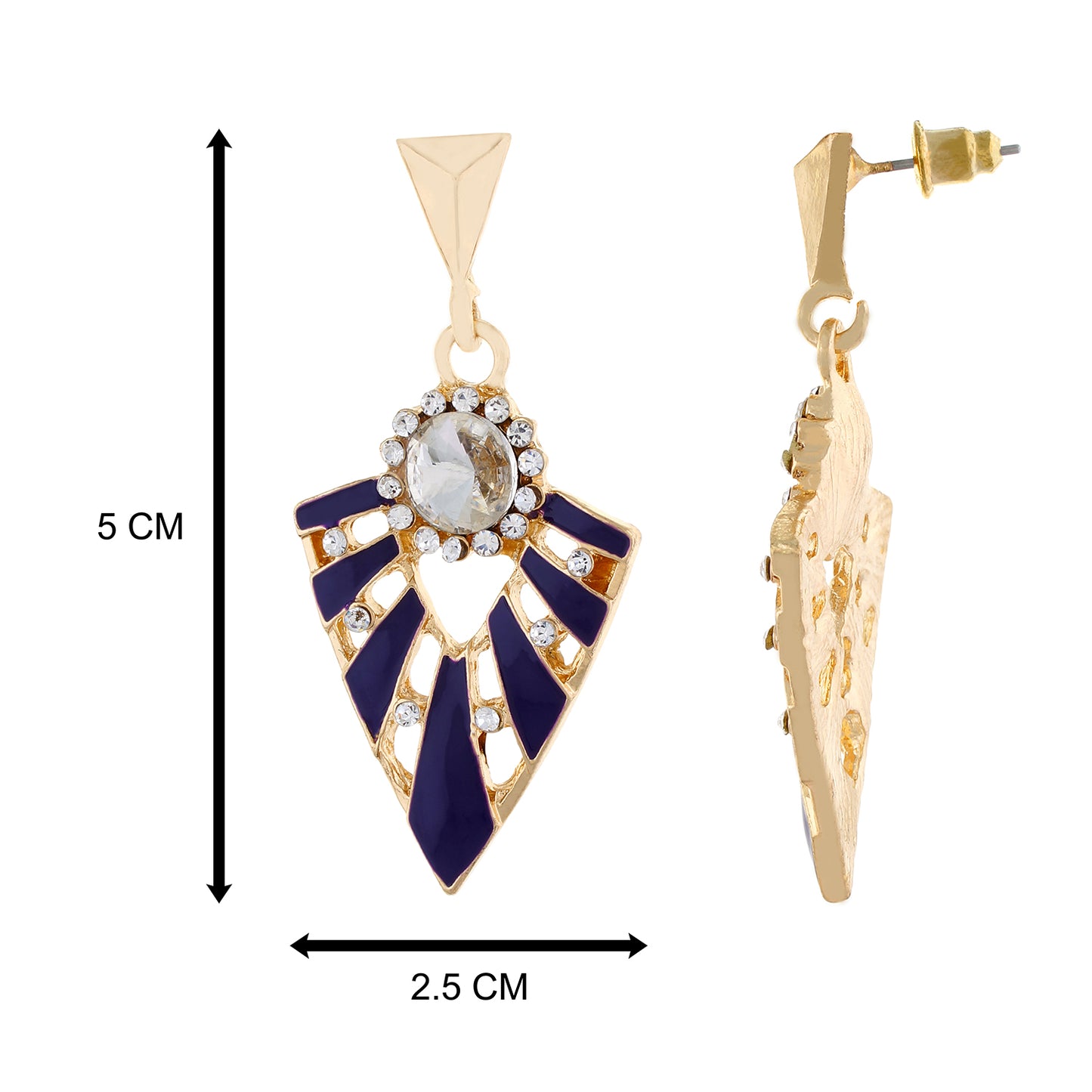 Purple colour Triangular Design Hanging Earrings for Girls and Women