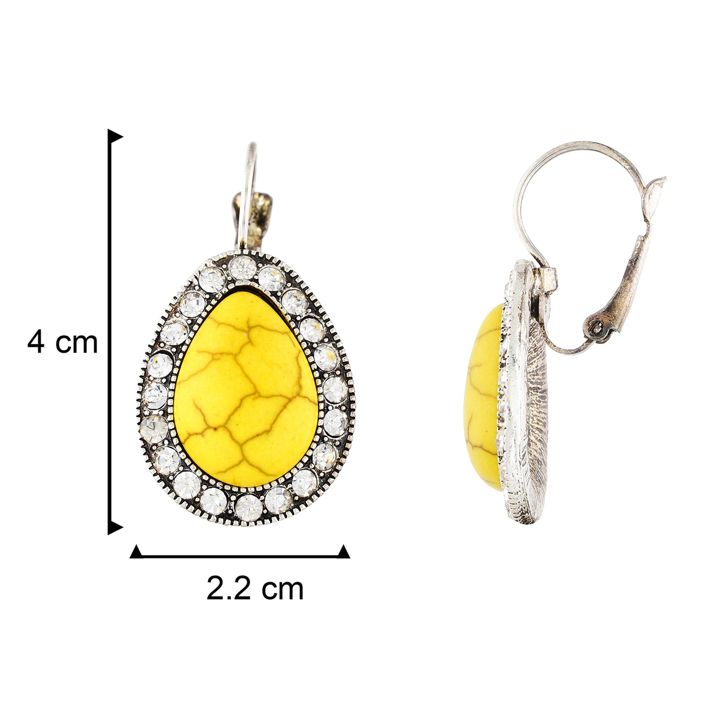 Spectacular Yellow and Oxide Silver Colour Drop Shape Earring for Girls and Women
