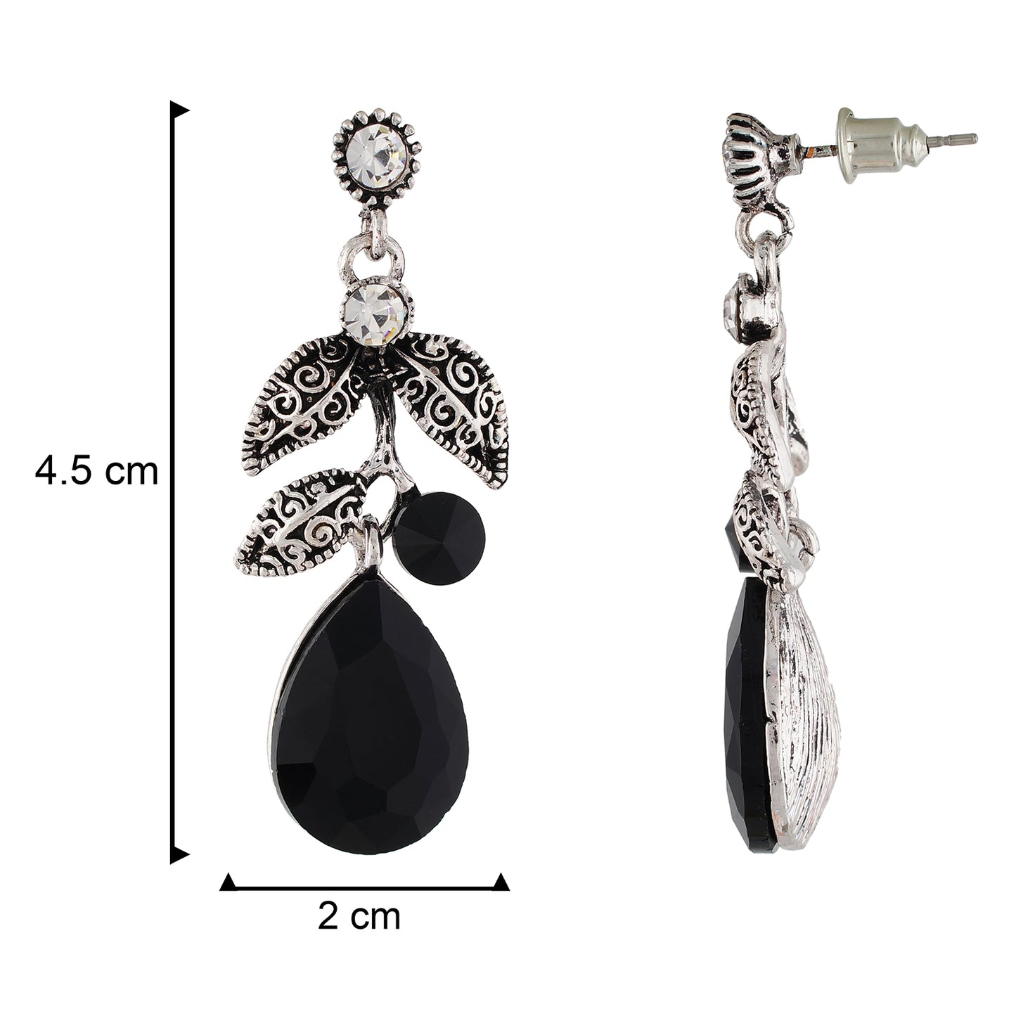 Amazing Black and Oxide Silver Colour Leaves Design Earring for Girls and Women