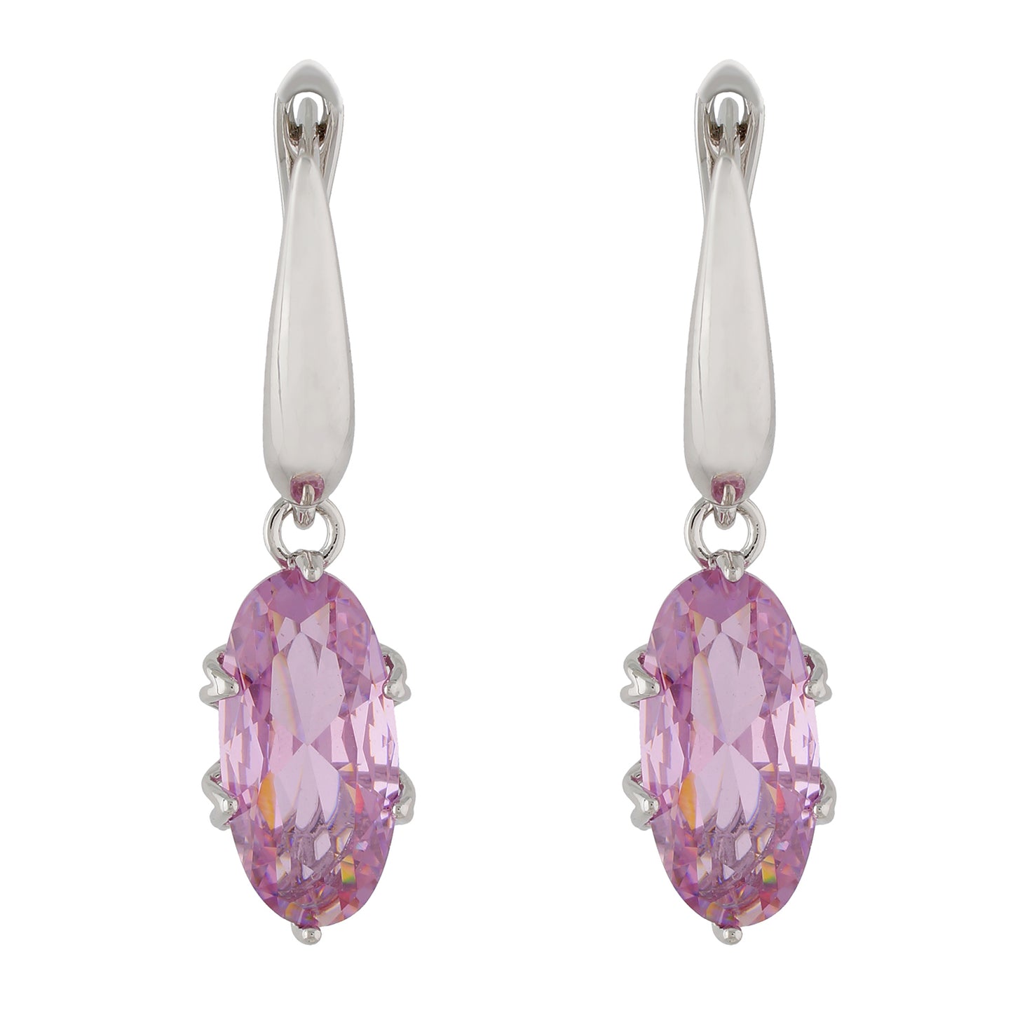 Impressive Pink and Silver Colour Oval Shape Earring for Girls and Women
