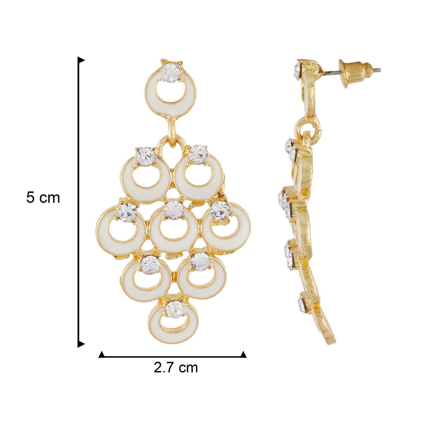 Impressive White and Gold Colour Bunch of Circles Design Earring for Girls and Women