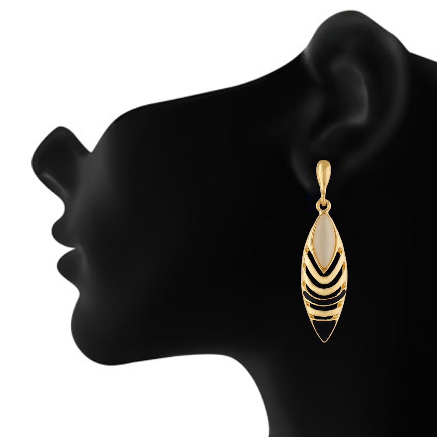 Popular Black and Gold Colour Oval Shape Earring for Girls and Women