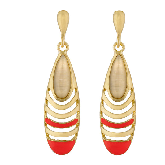 Trendy Pink and Gold Colour Drop Shape Earring for Girls and Women