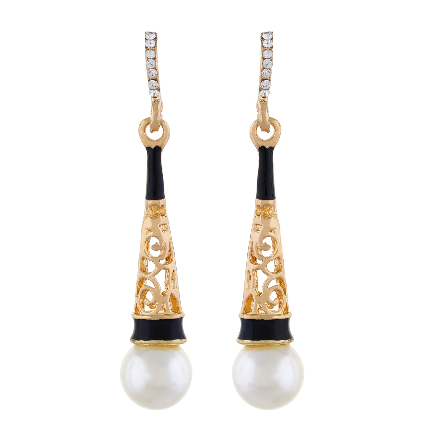 Black and Gold colour Drop Design Hanging Earrings for Girls and Women