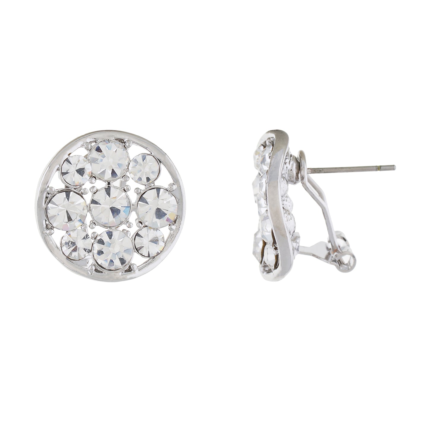 Silver colour Round Design Stud Earrings for Girls and Women