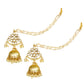 Gold plated Kudan Pearl Big Jhumki Earrings Fashion Imitaion Jewelry for Girls and Women