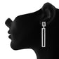 Silver colour Rectangular Design Hanging Earrings for Girls and Women