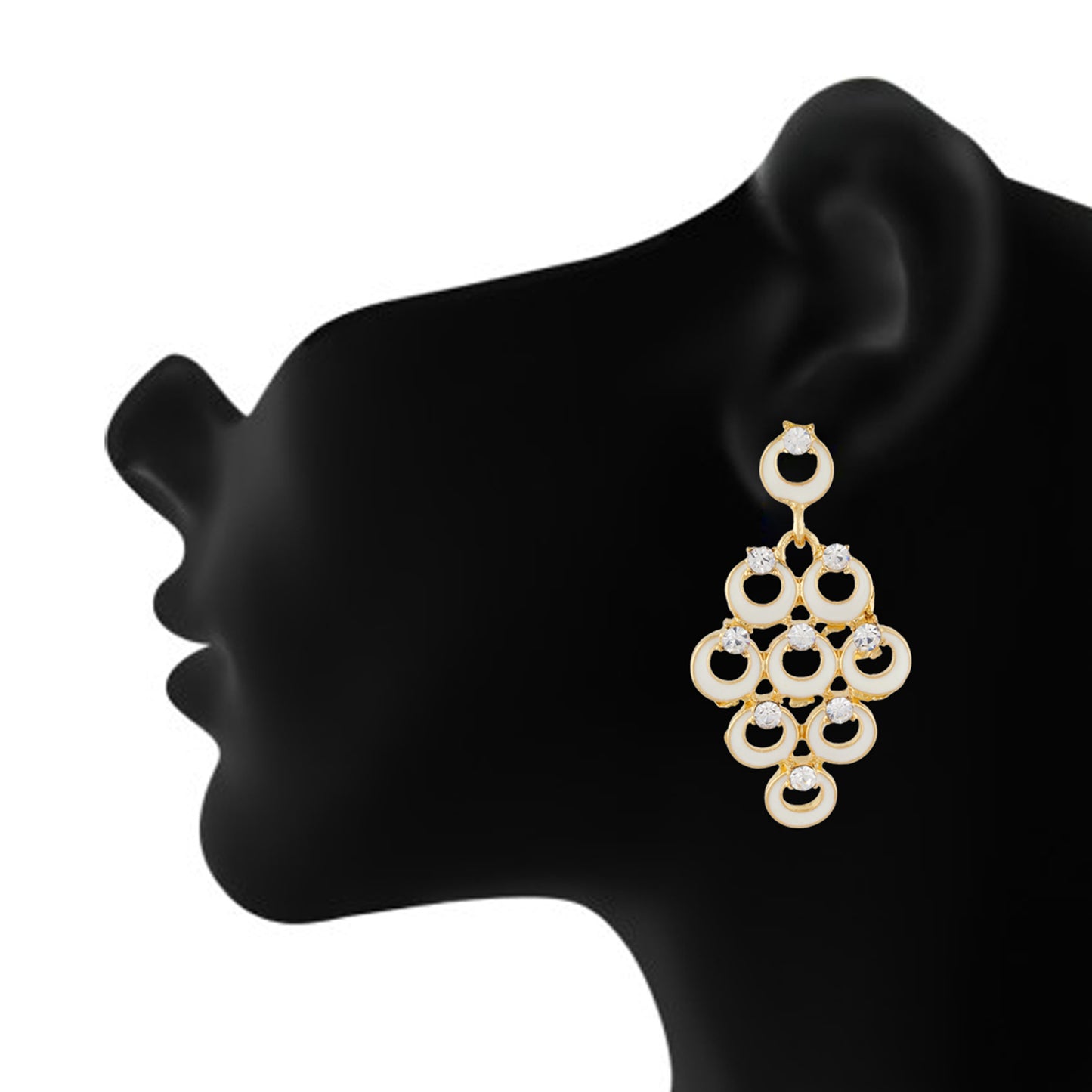 Impressive White and Gold Colour Bunch of Circles Design Earring for Girls and Women