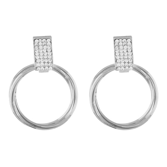 Classy Silver Colour Round Ring Design Earring for Girls and Women