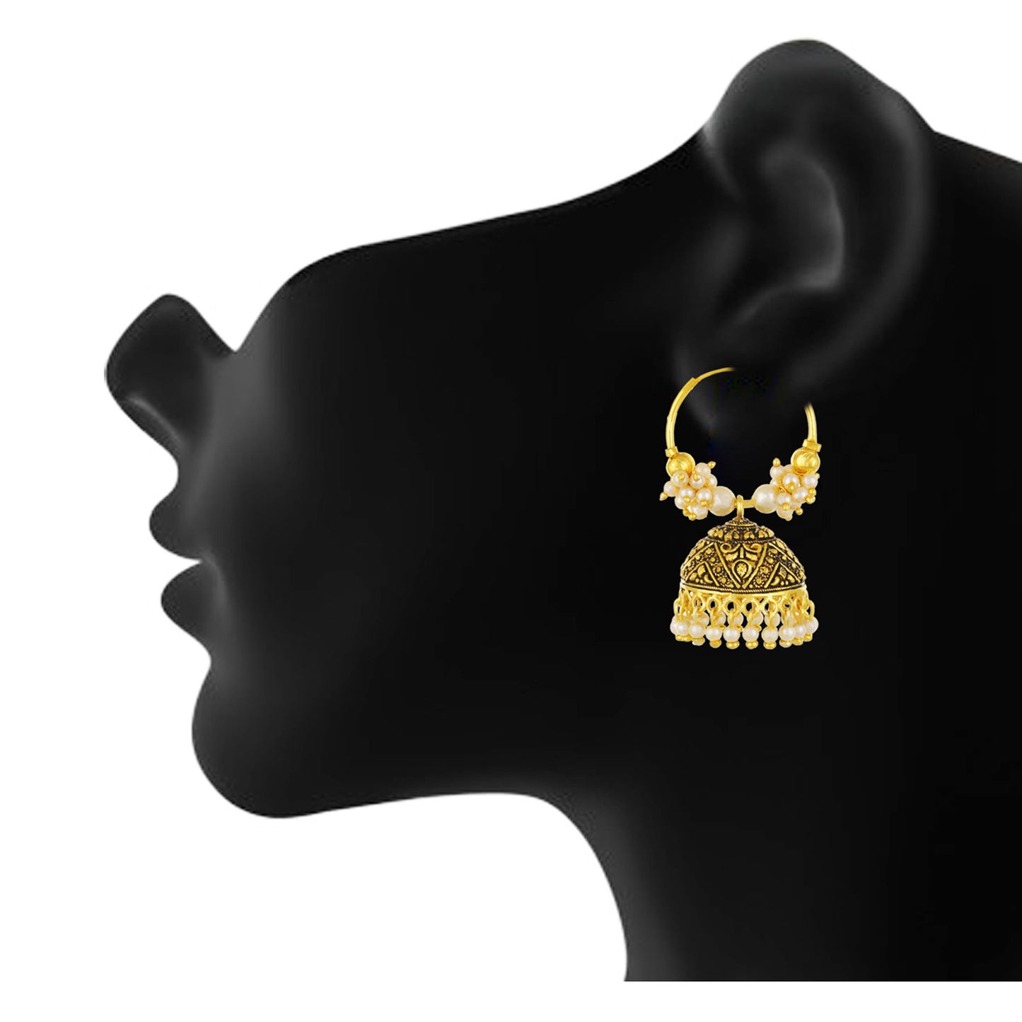 Gold plated Chandbali Jhumki Pearl Earrings Fashion Imitaion Jewelry for Girls and Women