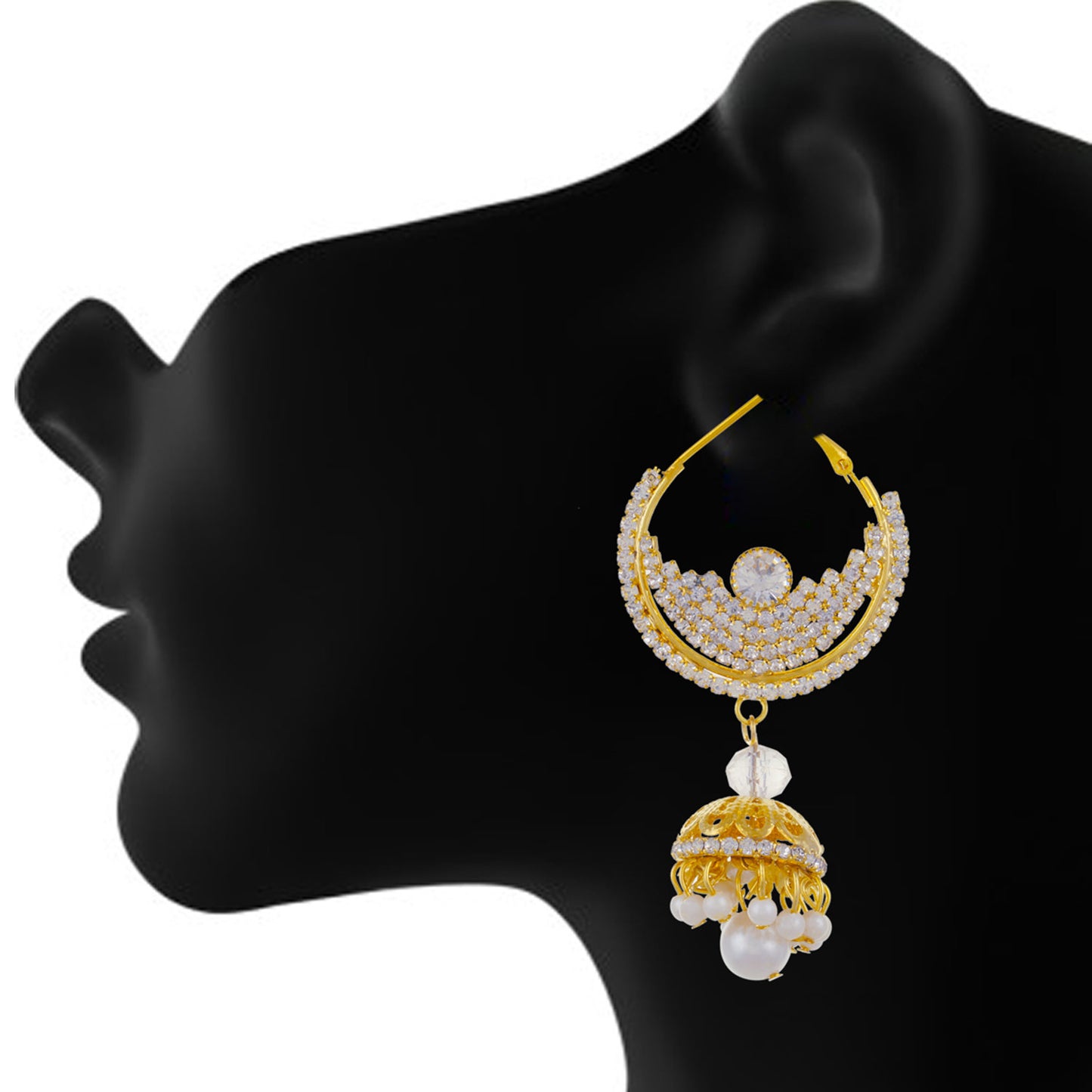 Gold plated Alloy Chandbali Jhumki Earrings Fashion Imitaion Jewelry for Girls and Women