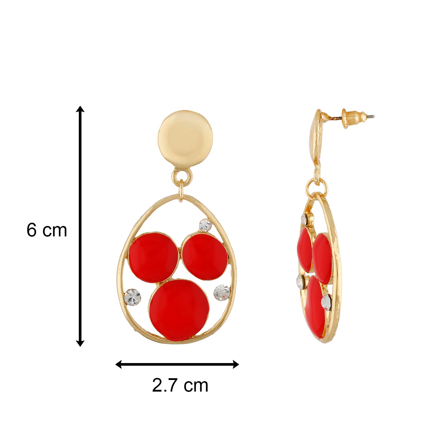 Stylish Red and Gold Colour Drop Shape Earring for Girls and Women