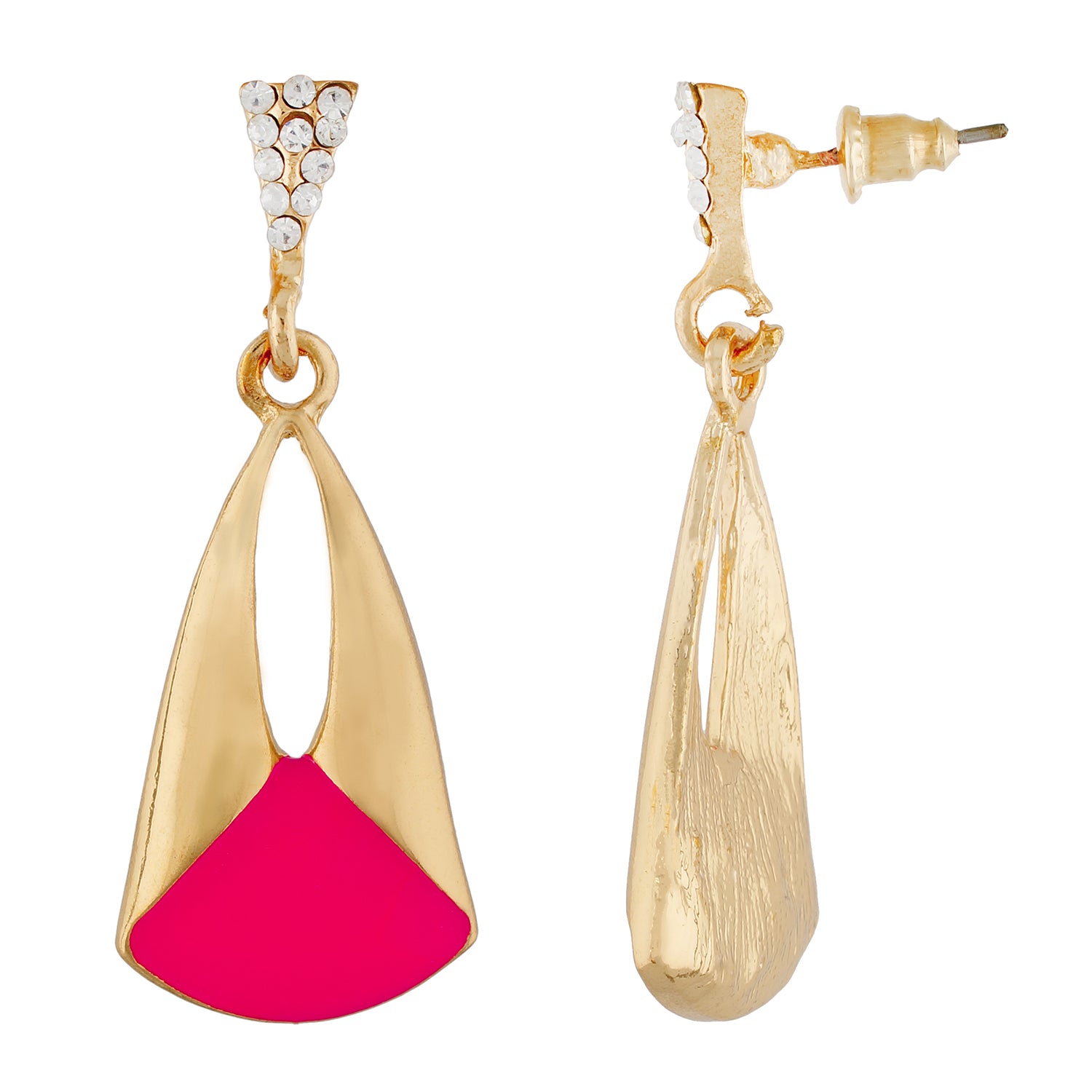 Classy Pink and Gold Colour Drop Shape Earring for Girls and Women