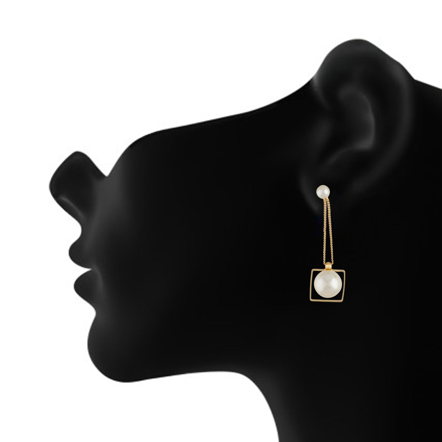 Stunning Gold Colour Square Shape Pearl Earring for Girls and Women