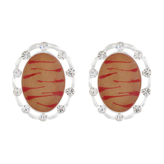 Orange colour Oval Design  Stud Earrings for Girls and Women