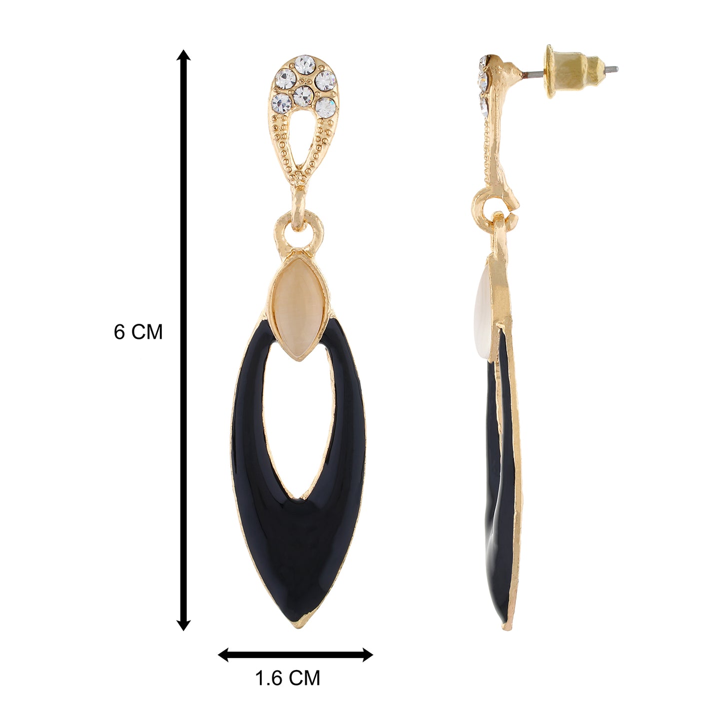 Black colour Oval Design Hanging Earrings for Girls and Women