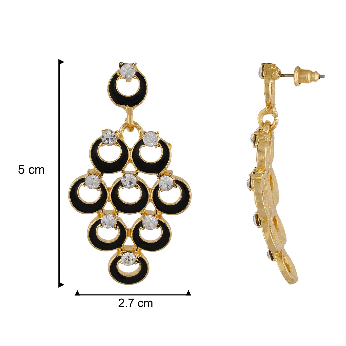 Impressive Black and Gold Colour Bunch of Circles Design Earring for Girls and Women