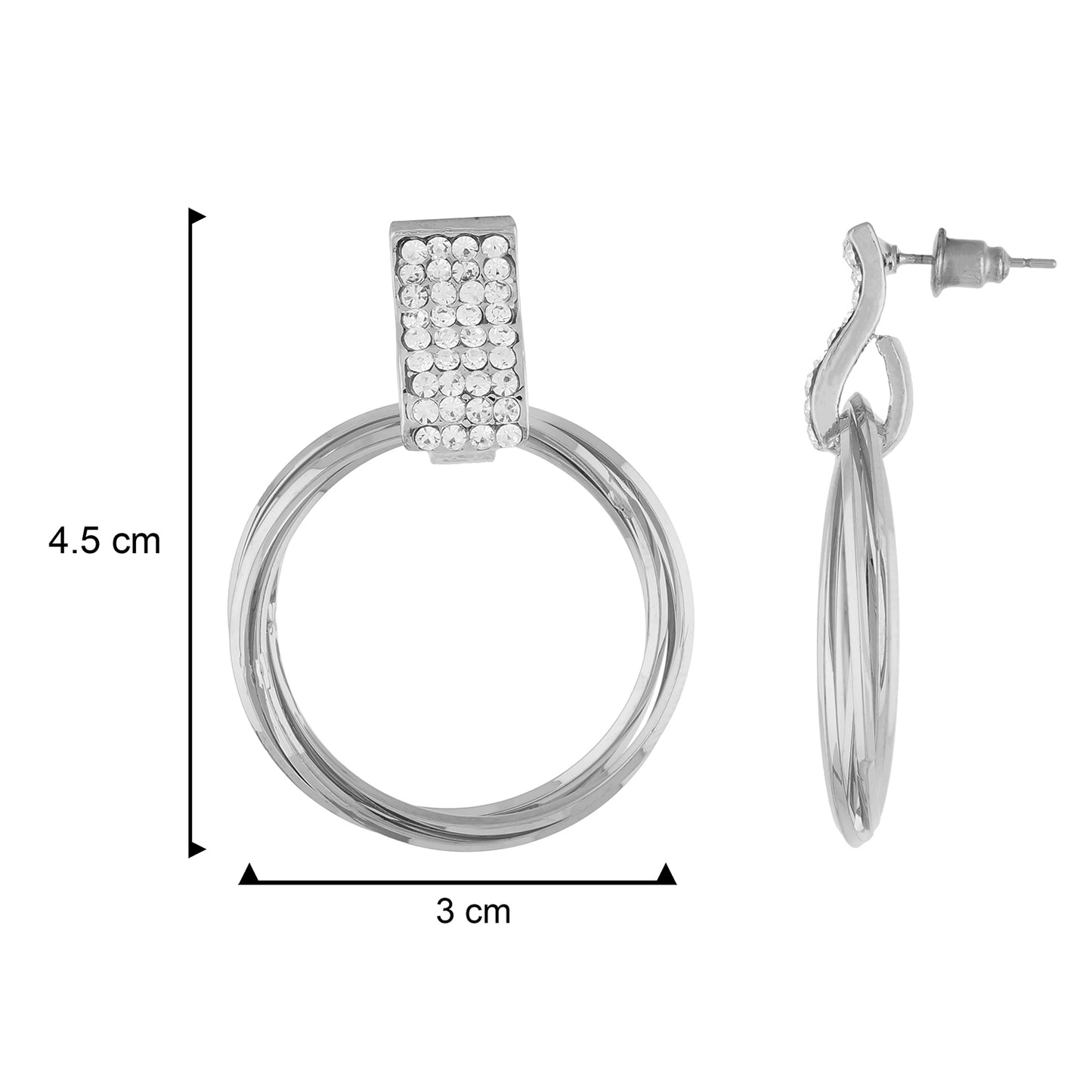 Classy Silver Colour Round Ring Design Earring for Girls and Women