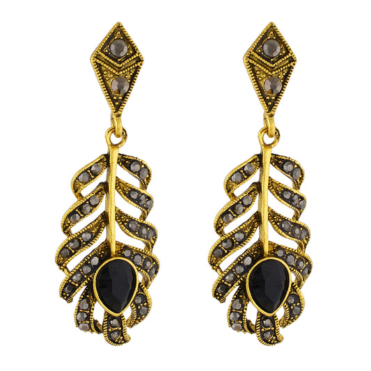 Spectacular Oxide Gold Colour Leaf Shape Earring for Girls and Women