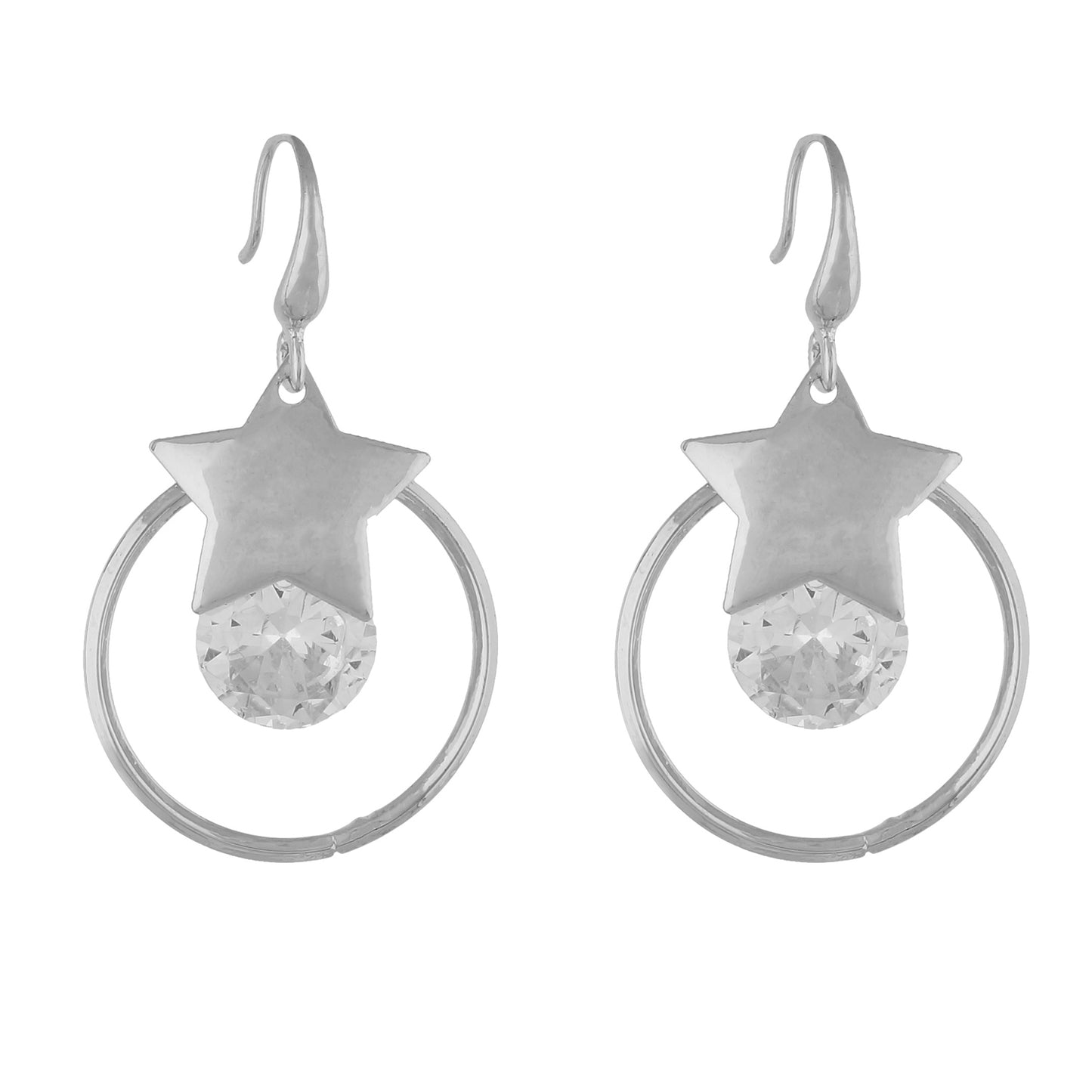 Trendy Silver Colour Star and Round Design Earring for Girls and Women